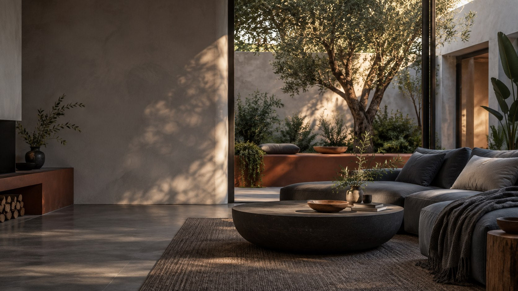 A calm room with family photographs